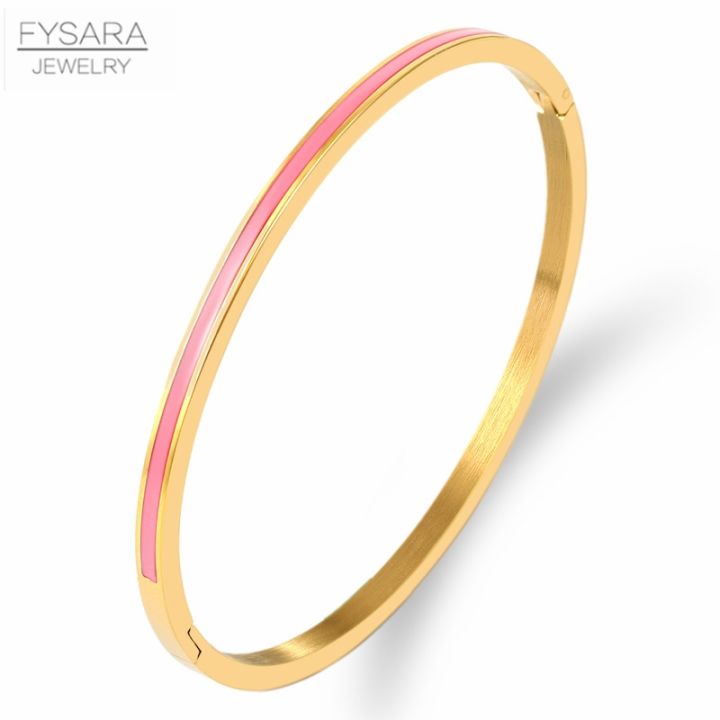 FYSARA%203mm%20Thin%20Colorful%20Orange%20Enamel%20Bangles%20Bracelets%20for%20Women%20Party%20Fashion%20Bangles%20Stainless%20Steel%20Jewelry%207%20Color%20-%20Image%203