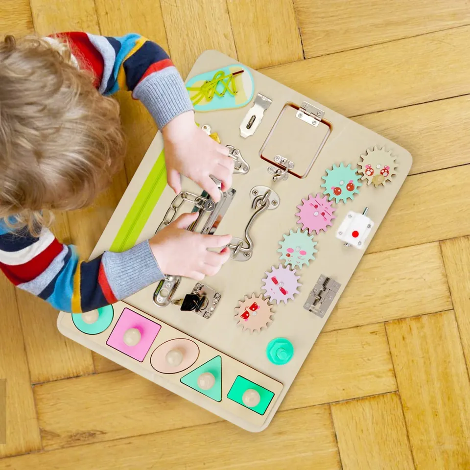 Locks Latches Board Toddler Sensory Busy Board Busy Cube Activity