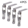 1/4 Pcs 90 Degrees Buckle Hook Lock for Wooden Box Stainless Steel Spring Loaded Draw Toggle Latch Clamp Clip Silver Hasp Latch Catch. 
