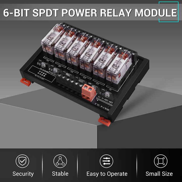 DC%2024V%20Relay%20Module,%206%20Channel%20SPDT%20Switch%20Module%20with%20Isolated%20Optocoupler%20DIN%20Rail%20Mount%20Pluggable%20Power%20Relay%20Module%20-%20Image%204