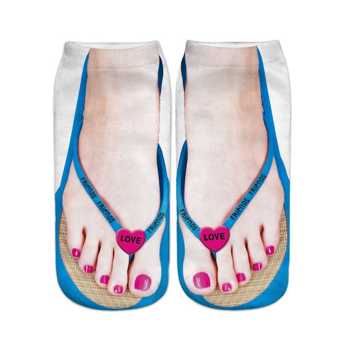 5%20Pair%20Flip%20Flop%20Socks%203D%20Pattern%20Manicure%20Print%20Running%20Socks%20Women%20-%20Image%204