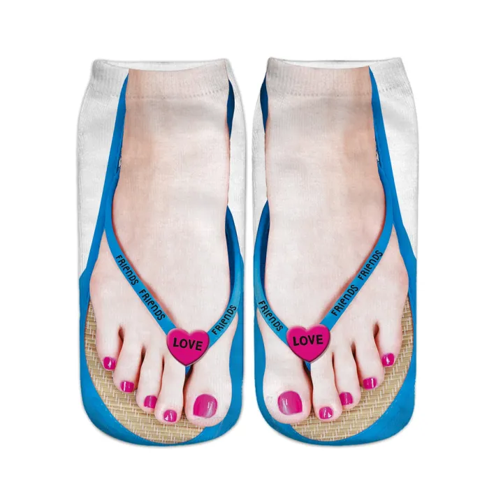5%20Pair%20Flip%20Flop%20Socks%203D%20Pattern%20Manicure%20Print%20Running%20Socks%20Women%20-%20Image%204