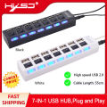 HXSJ Hot USB Hub 7 Port USB 2.0 Independent Switch Indicator High Speed Ultra Slim Splitter Hub with USB Cable. 