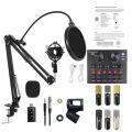 Professional Condenser Microphone BM 800 , Sound Card set/Mobile phone network Karaoke Mic Scissor Arm Stand ,Shock mount, Pop Filter.