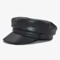 【happy one】Pu Leather Military Women Hat Gorras Caps Female Casquette Berets British Style. 
