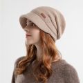 Autumn Winter Soft Plush Knitted Hat Women Girl Warm Thickened Fleece Lined Beanies Short Brim Casual Outdoor Windproof Bonnet.