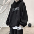 IELGY men's harajuku style loose and lazy hooded sweatshirt.