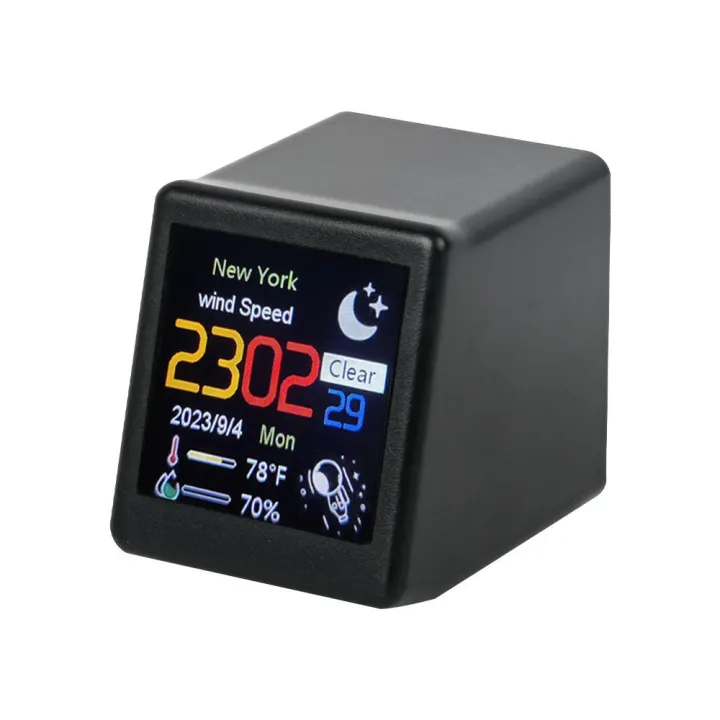 Decoration. DIY Cute GIF Animations and Electronic Album function MINI Size Smart Weather Station Clock for Gaming Desktop