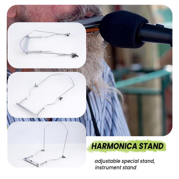 Harmonica%20Neck%20Holder%2010%20Holes%20Blues%20Harp%20Mouth%20Organ%20Stand%20-Silver%20-%20Image%202