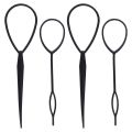 4pcs/set Black Hair Braiding Needles Ponytail Creator Loop Braids Hair Maker Tools Plastic Hairdressing Styling Accessories. 