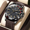 POEDAGAR 895 Man Wristwatch Top Luxury Waterproof Luminous Date Week Watch For Men- Quartz Sport Leather Men's Watches - Watch For Men Time Lovers.
