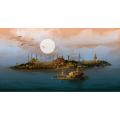CNVS-599 48″ inch x 36″   Istanbul Night Panoramic Illustration With Maiden's Tower. 