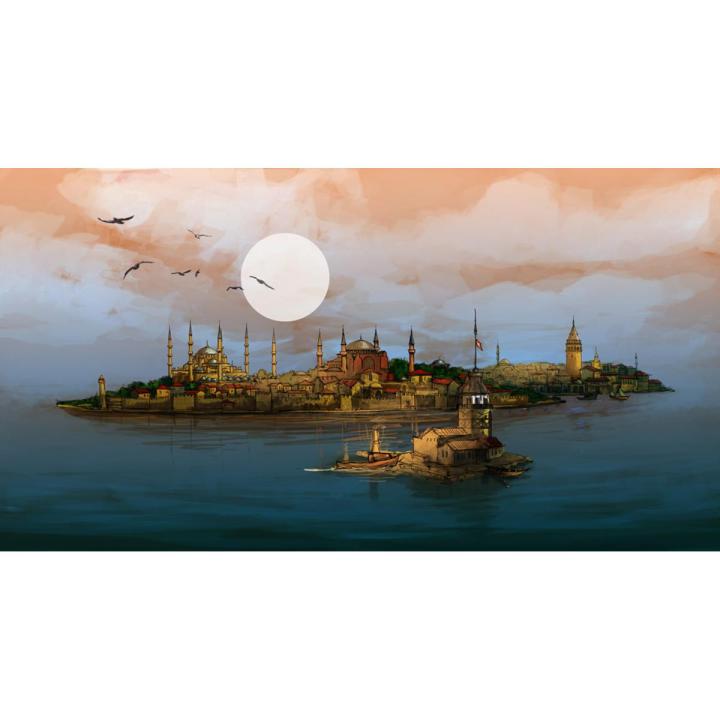 CNVS-599 48″ inch x 36″   Istanbul Night Panoramic Illustration With Maiden's Tower