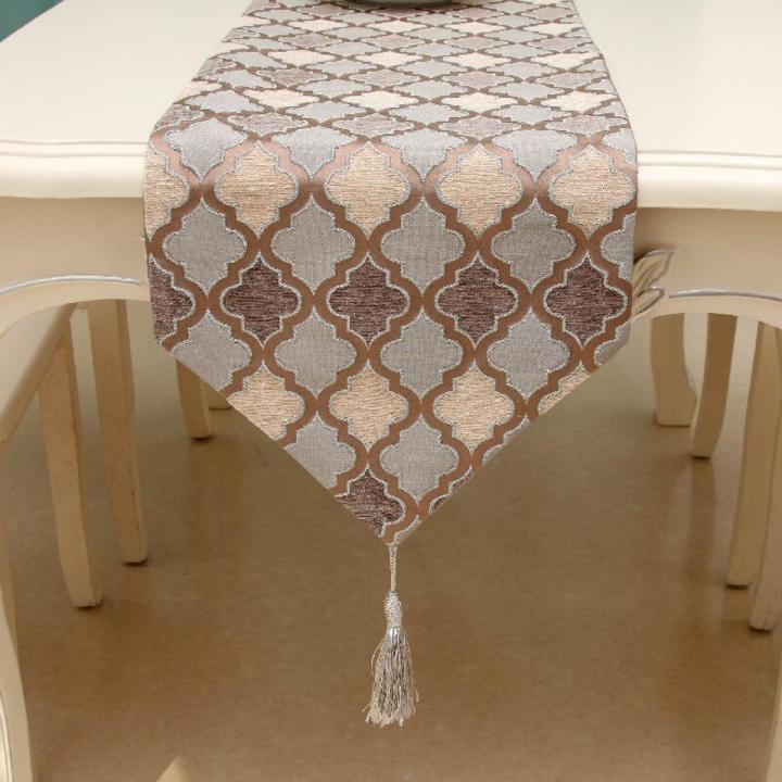 Tassels Table Runner Jacquard Table Cloth Dining Tea Table Decoration Tablecloth Cover Cloth Bed Runner Table Mat Home Textile