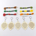 5Pcs Wooden Leaves with Colour Embroidery Threads DIY Craft Kit Home Decor Cross-stitch Keyring. 