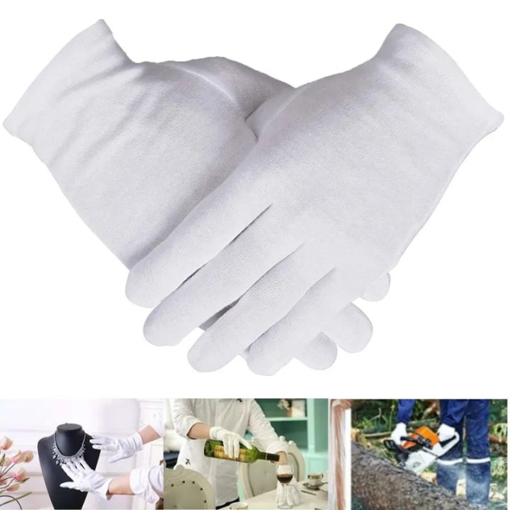 12 Pairs White Cotton Gloves For Dry Hands Moisturizing Eczema