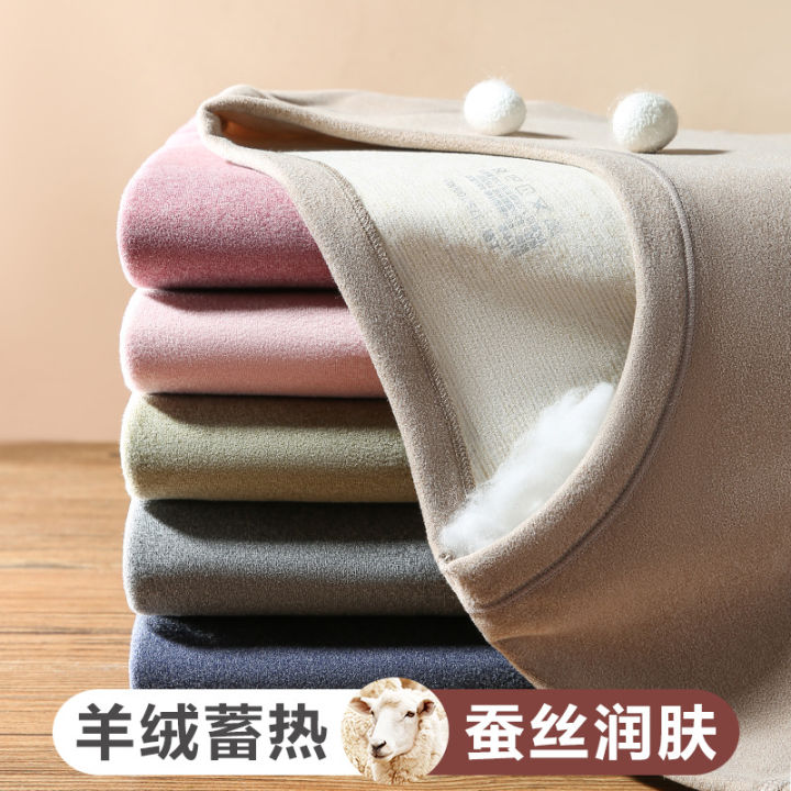 Wool silk thermal underwear men's and women's autumn clothes and autumn pants set velvet thickened autumn and winter base shirts wholesale on behalf of the wholesale