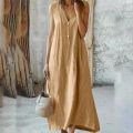 Women’s Cotton Linen Summer Sleeveless Dress with Chic Design.