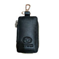 Mini Leather Key Ring Holder Black/ Chocolate. 