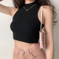 Half Turtleneck Hot Girl Sleeveless Top for Women ins Trendy American Slim Fit Midriff-Baring Outer Wear Inner Wear Short Vest.