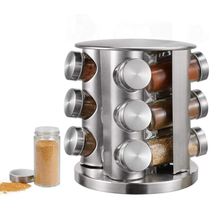 Spice Rack with 12 pcs Jars Revolving Countertop, Spice Organizer