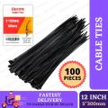 Hazi Electrical Cable Tie | 12 Inch Cable Tie 5 * 300 mm | 100 Pcs Per Pack | Nylon Plastic Tie. 