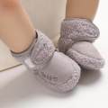 Newborn Baby Boys Girls Booties Winter House Slipper Crib Shoes for Baby Boys Girls Gray 13cm. 