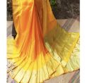 Half silk saree 1 colour saree Lemon Yellow color Saree. 