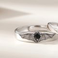 Luxury Romantic Angel Demon Couple Rings for Women Men Fashion Zircon Wings Design Adjustable Engagement Wedding Ring Jewelry. 