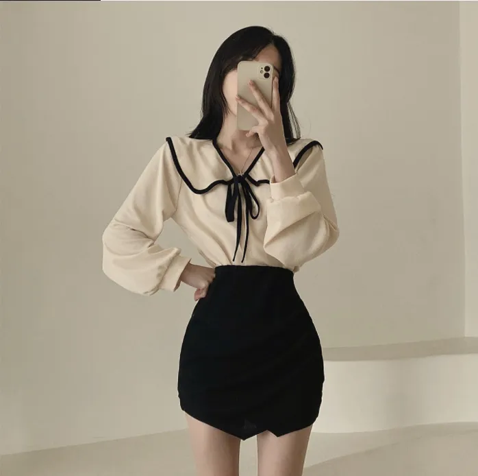 %E3%80%90Exclusive%20Limited%20Edition%E3%80%91%20Spring%20and%20Summer%202023%20New%20Doll%20Collar%20Lace-up%20Lantern%20Sleeve%20Shirt%20Women's%20Inner%20and%20Outer%20Wear%20Solid%20Color%20Shirt%20-%20Image%207