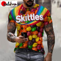 2022 New Snack Food Series 3D T-shirt Rainbow Candy Design Printed T Shirt Men Women Fashion Casual Streetwear Oversized Tops. 