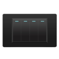 Tempered Glass Mechanical Button Electrical Wall Switch 4 Gang 2 Way 118mmx72mm Black Panel Light Switch 4gang 2way. 