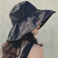 Summer Thin Sun Protection Hats For Women Ladies Korean Big Brim Fisherman Hat Sunshade Hat Summer Black Gum Sunshade Hat. 