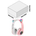 Cute Cat Ear Gaming Headphone Foldable Bluetooth-Compatible Gaming Headset LED Light Stereo Headsets Low Latency Kid Girl Gift. 