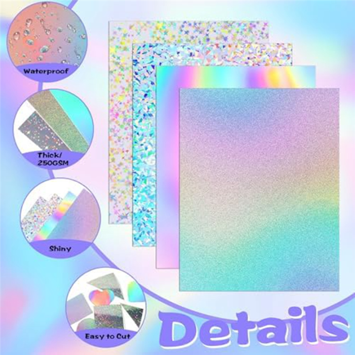 24%20Sheets%20Holographic%20Cardstock%20Glitter%20Rainbow%20Mirror%20Paper%20Thick%20Cardstock%20for%20Crafts%20Card%20Making,%20Decoration%20-%20Image%207