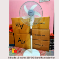 Defender Full Stand Solar Fan 16 Inch  5 Blade 16 Inches 12V DC Stand Fan Solar Fan / 12v DC FAN / 16 Inch DC Fan -1 PCS -Power Source: 12V Battery or Solar. 
