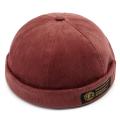 Mens Corduroy Adjustable Solid French Brimless Hat Retro Skullcap Sailor Cap.