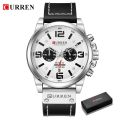 Curren 8314 Fashion Classic  Chronograph Watch for Men-Silver White. 