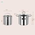 Stainless Steel Frying Pot Fryer Cooking Pot Heavy Duty with Glass Cover for Vegetables Chicken.
