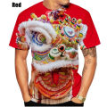 Chinese Lion And Dragon 3D Printed T Shirt Casual Chinese Style Short Sleeve Tees Tshirt Streetwear Loose Comfortable Top Male. 