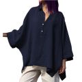 Summer Shirt Women Plus Size Loose Cotton Lapel Rolled Short Sleeve Shirt Tee Oversized Women Tops Summer Tunics Blusas Mujer.
