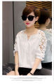 2023 Summer New off-the-Shoulder Shirt Large Size Women's Loose Korean Style Hollow Top Shirt Lace Bottoming Shirt. 