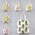 Korean Fashion Design Canvas Tote Bag for Women Cartoon Fruits Series Big Handbag Shopper Men Foldable Side Bags 2023 New in.