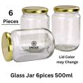 FOOD Grade Glass Jar, Kitching & Dining- Kitching Storage Accessories - (Par PIECE 500ml) 6 PIECE SET.