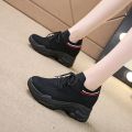 Inner Heightened Small White Shoes Women's 2023 New Spring Flying Woven Mesh Casual Sneakers Breathable Platform Daddy Shoes Summer. 
