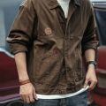 Jeans Coat for Men Wide Sleeves Vintage Brown Denim Jackets Man Autumn Cargo G Casual Winter Outerwear Washed Fast Delvery 2023.