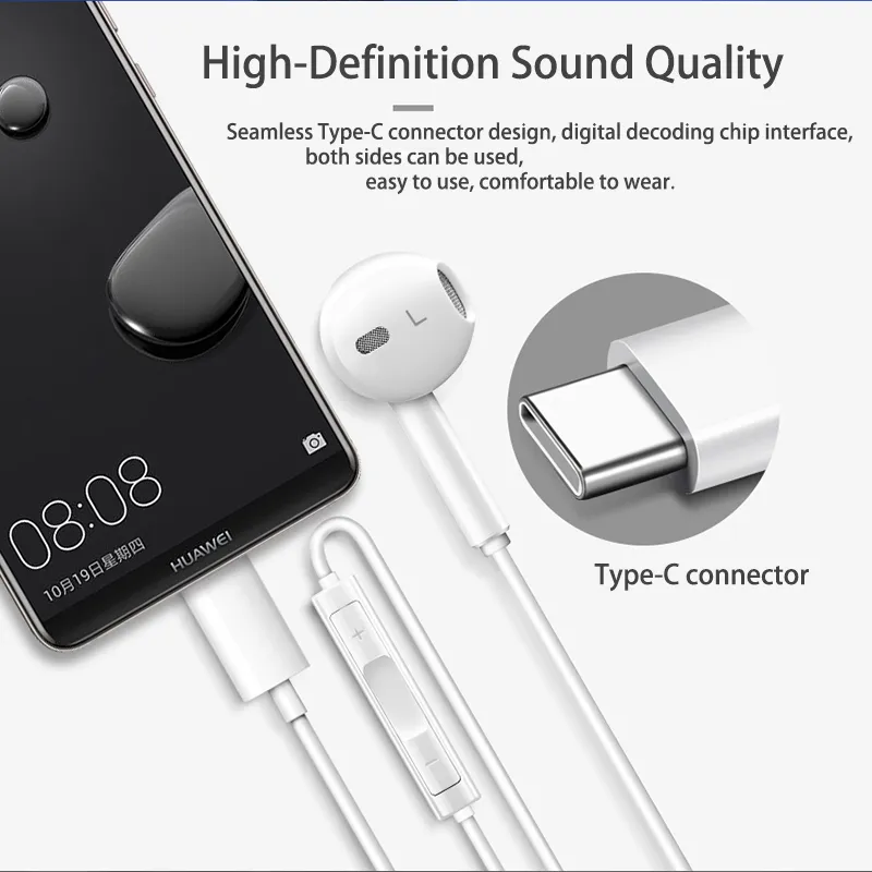 Honor Headphone Usb Type C Earphone For Honor 20 50 60 70 80 90