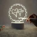 [GG]3D Acrylic Creative Message Board LED Light Base Holder, Writing Pen Transparent Clear Table Lamp Erasable Rewritable Note. 