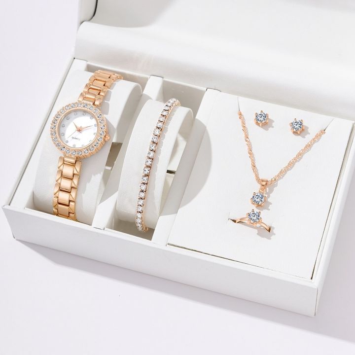 Upgrade%20Your%20Look%20with%20The%206Pcs%20Diamond%20Luxury%20Casuals%20Fashion%20Watch%20Set%20and%20Jewelry%20for%20Women%20Elegant%20Luxury%20Women%20Watch%20Party%20Matching%20Popular%20Jewelry%20-%20Image%202