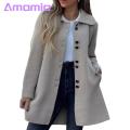 Women Jacket Stylish Women's Woolen Jacket for Fall/winter Loose Fit Overcoat for Daily Wear Trendy Streetwear for Lightweight Wool Blend Jacket.
